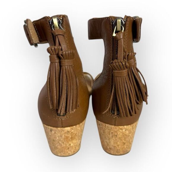 Ugg Zoe Leather Ankle-strap Tassels Wedge Sandal US Chestnut/Back Zip 6 - Picture 4 of 7